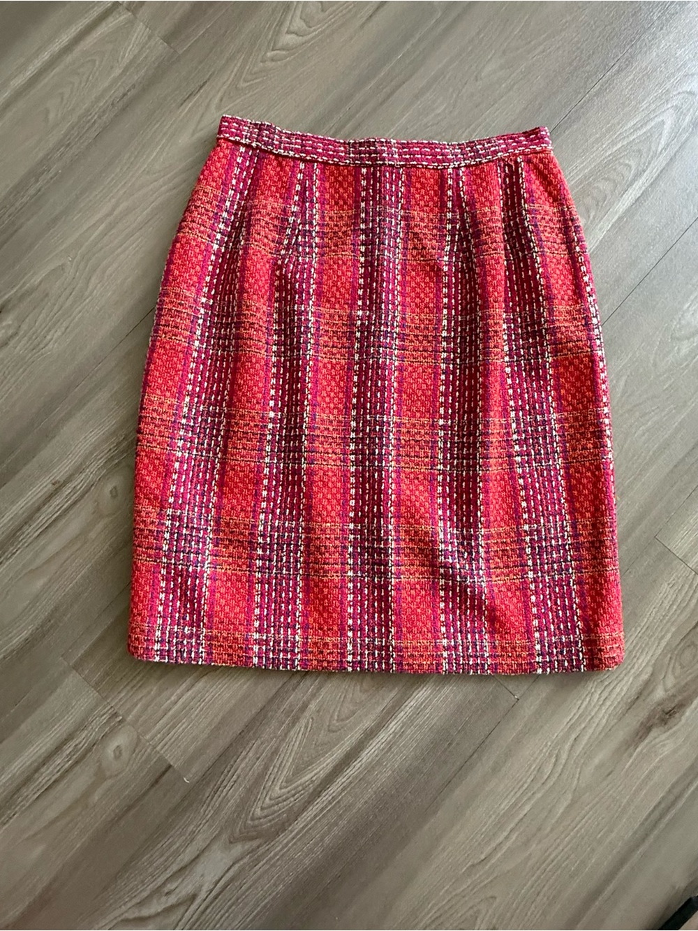 Vintage Tweed Plaid Red Skirt 12